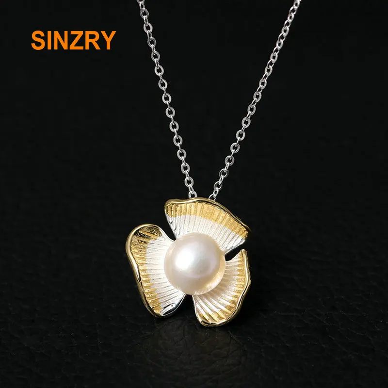 

Sinzry Genuine 925 Sterling Silver Handmade Designer Fine Jewelry Clover Flower Pendant Necklaces for Women