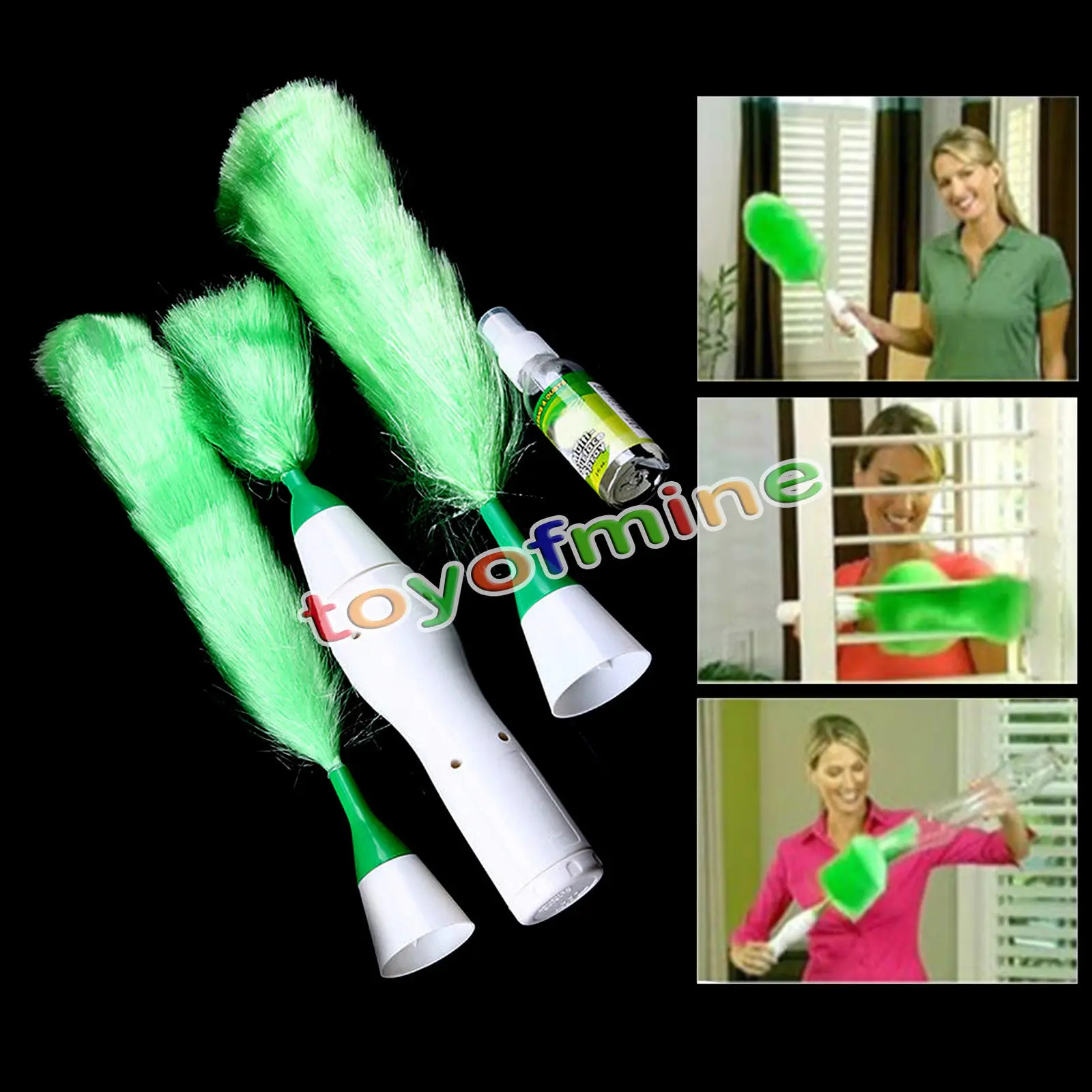 Multifunctional Electric Green Feather Dusters Dust Cleaning Brush for