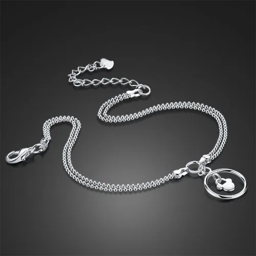 Fashion women's 925 sterling silver anklets cute the circular pendant lady popular foot jewelry Solid silver foot chain 27cm