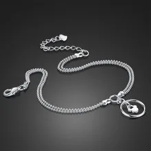 Fashion women's 925 sterling silver anklets cute the circular pendant lady popular foot jewelry Solid silver foot chain 27cm