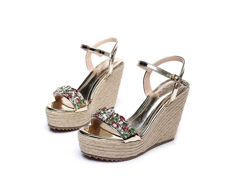 40_2016 New Fashion Summer Luxury Platform Wedge Sandals Womens Small Size Designer Golden High Heels Shoes Online Good Quality