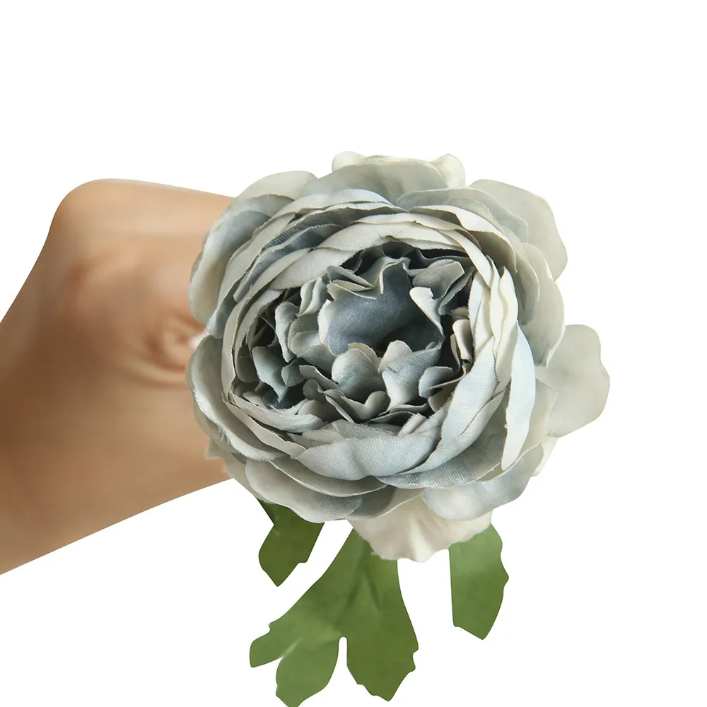 Искусственные западные розы Пион Свадебный букет украшение для дома Kunstliche Blumen - Цвет: Серый