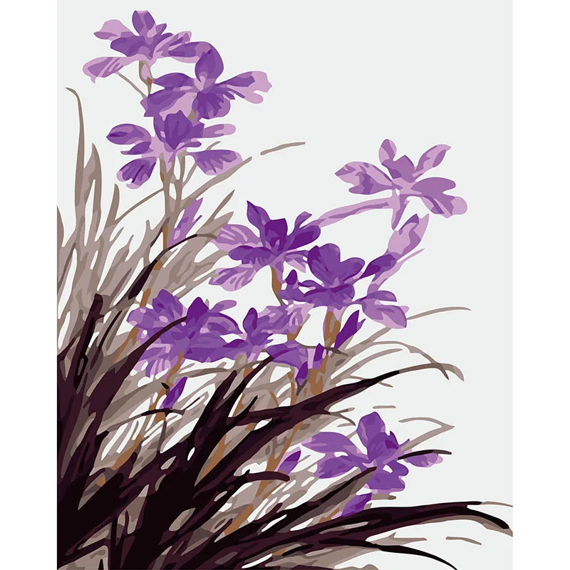 

DIY Digital Canvas Oil Painting By Numbers Coloring By Numbers Large Modern Acrylic Paint By Number Kits Purple Orchid