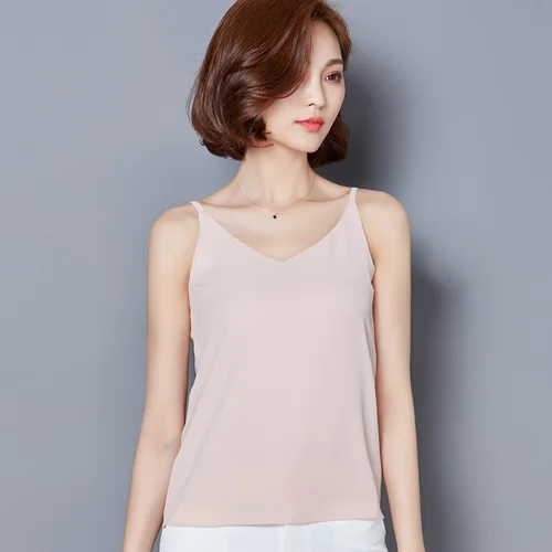 

J41595 New Arrival 2019 Summer All Match Solid color Chiffon Basic Shirt