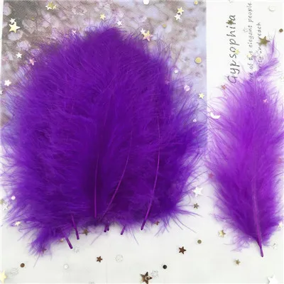 Natural Turkey Feathers Plumes 4-6 Inches10-15cm Multicolor Chicken Marabou Feather DIY Craft Wedding Jewelry Decoration 50pcs - Цвет: dark purple 50p