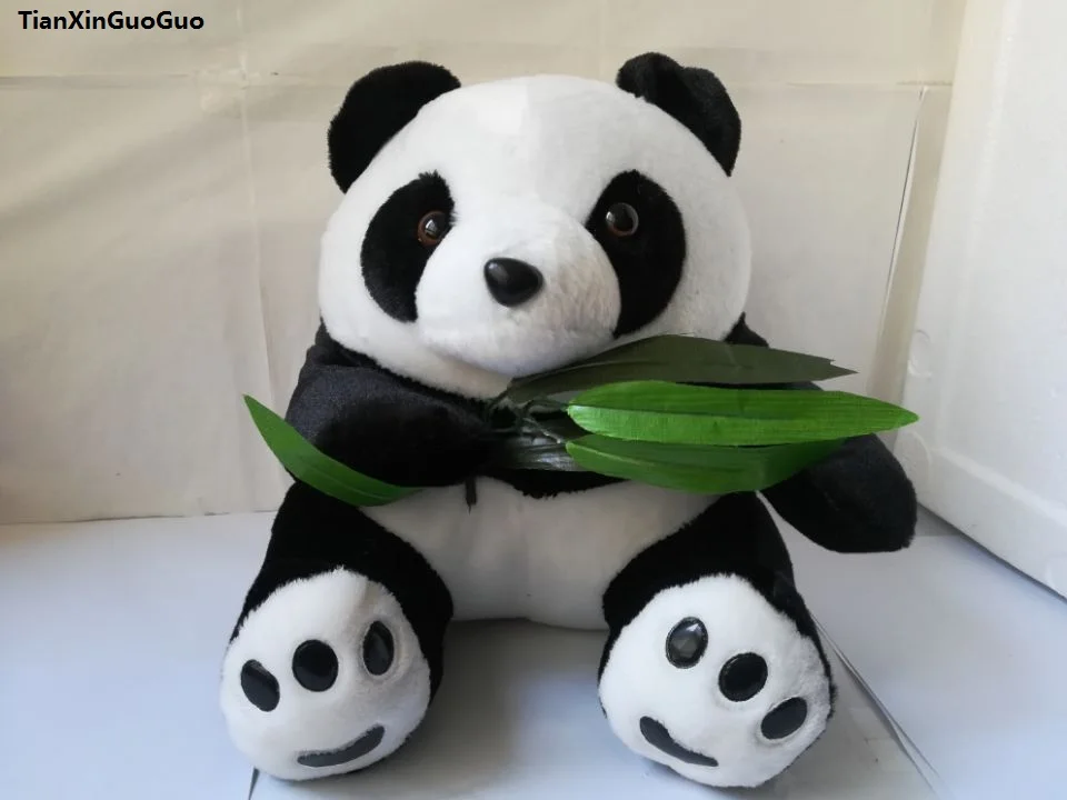 

large 30cm sitting panda plush toy hug bamboo panda soft doll throw pillow toy Christmas gift h2309