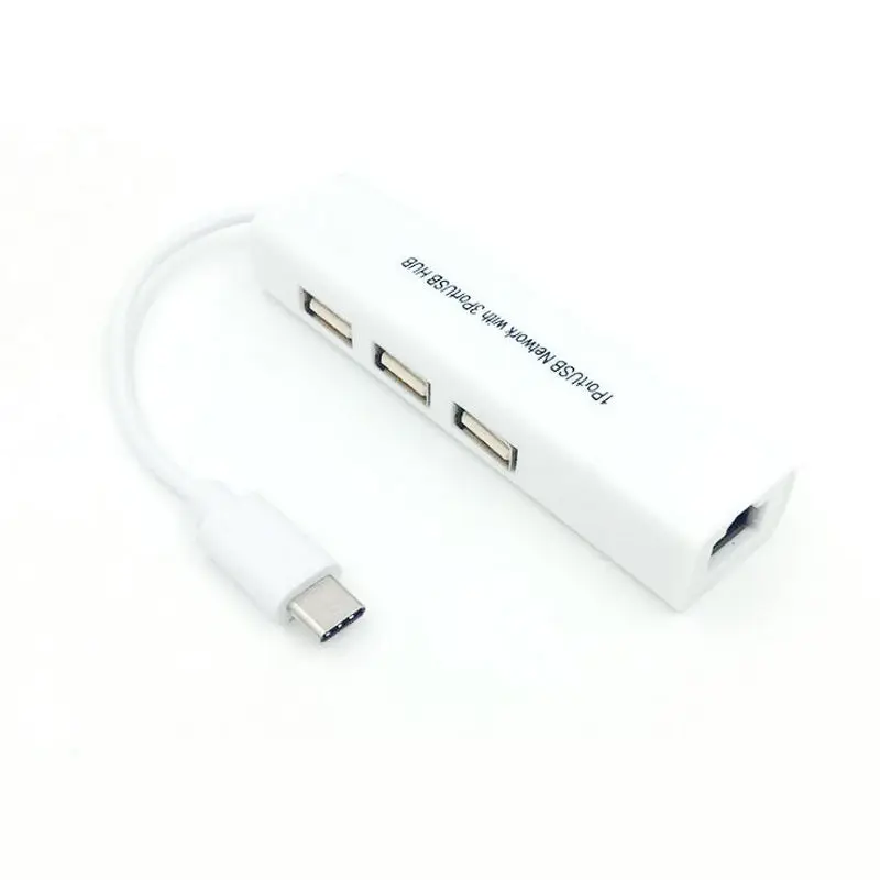 USB 3,1 type C USB-C, 3 порта, концентратор rj45, Ethernet, сетевой адаптер LAN, адаптер, кабель для Macbook и Chromebook