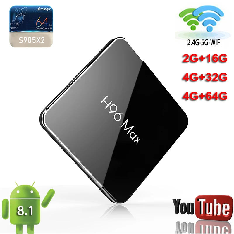 

NEW H96max X2 Android 8.1 OS TV BOX Amlogic S905X2 Quad Core 2g/4g RAM 16g/32g/64g RAM 2.4G wifi 2.65Hz BT4.0 Smart Set Top Box