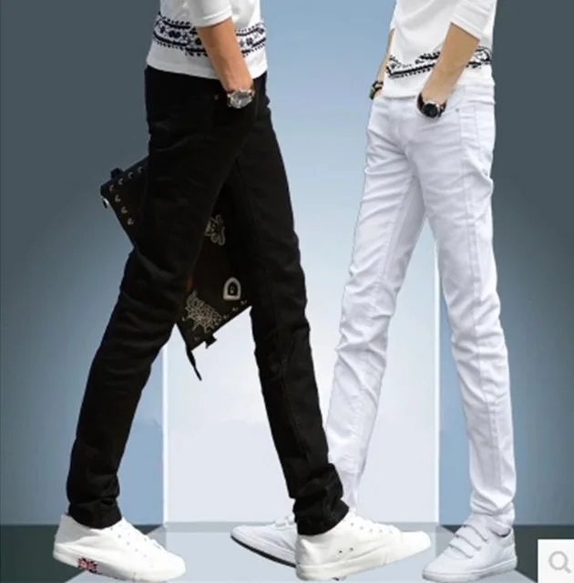 

2019 CHOLYL Men's Skinny Jeans white black Denim Jeans New Fashion Men Pencil Pants Slim Jeans Men Skinny Long Jeans