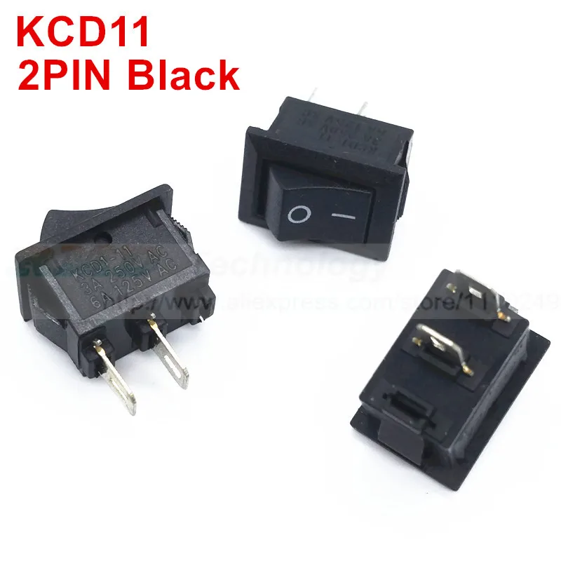 

10pcs/lot Delicate Rocker Switch KCD11 10 * 15 mm AC 250V 3A 2 Pin Black ON/OFF I/O SPST Snap in Mini Boat,Free shipping