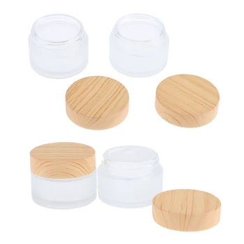 

4 Pieces 30g High-Grade Glass Cosmetic Jars Travel for Powdered Eyeshadow, Mineralized Makeup, Cosmetic Samples