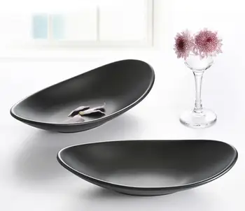 

Black Plastic Melamine Dish Tableware Boat Ship Shape Fastfood Sushi Pickle Dish Restaurant Dinner Appetizer Plate SN1923