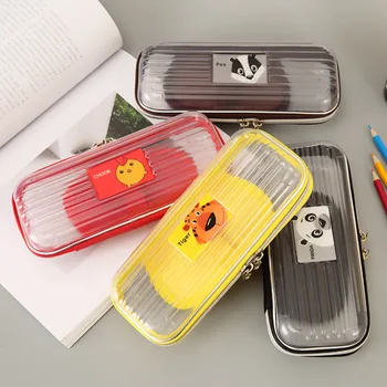 

Student pencil bag transparent plastic pencil box and simple bulk stationery wholesale