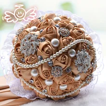 Новое поступление ручной работы свадебные розы с цветами для свадебного букета со стразами и жемчугом Ramos de Novia Быстрая D209