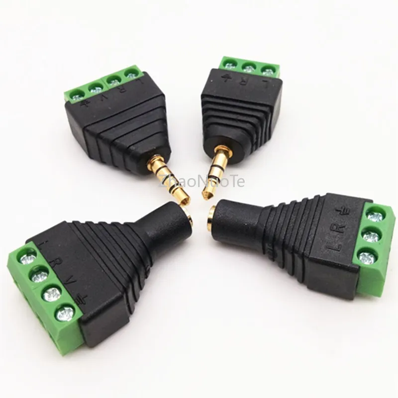 100pcs Jack 3 5MM 4 Knots Connector Four Headphones Audio Male Female Turned 4P Terminal Adapter Plug