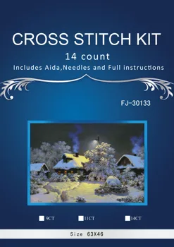 

Snow Cabin Scenery,DIY 14CT DMC Cross Stitch,Sets For Embroidery Kits,Poppy Flower Vase Counted Cross-Stitching