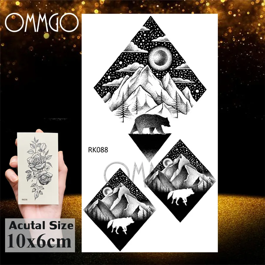 OMMGO лесной парящий Орел Временные татуировки для женщин мужчин шеи лодыжки татуировки бумага Водонепроницаемый черный поддельные наручные птицы татуировки наклейки - Цвет: ORK088