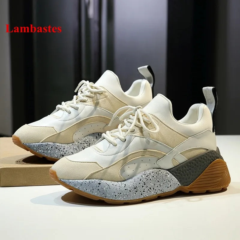 2018 Spring Hot Women Casual Shoes Mixed Color Suede Lace