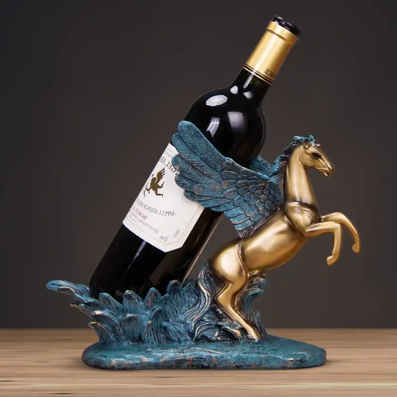 Antique Pegasus Statue Wine Bottle Holder Decorative Resin Winged Horse
