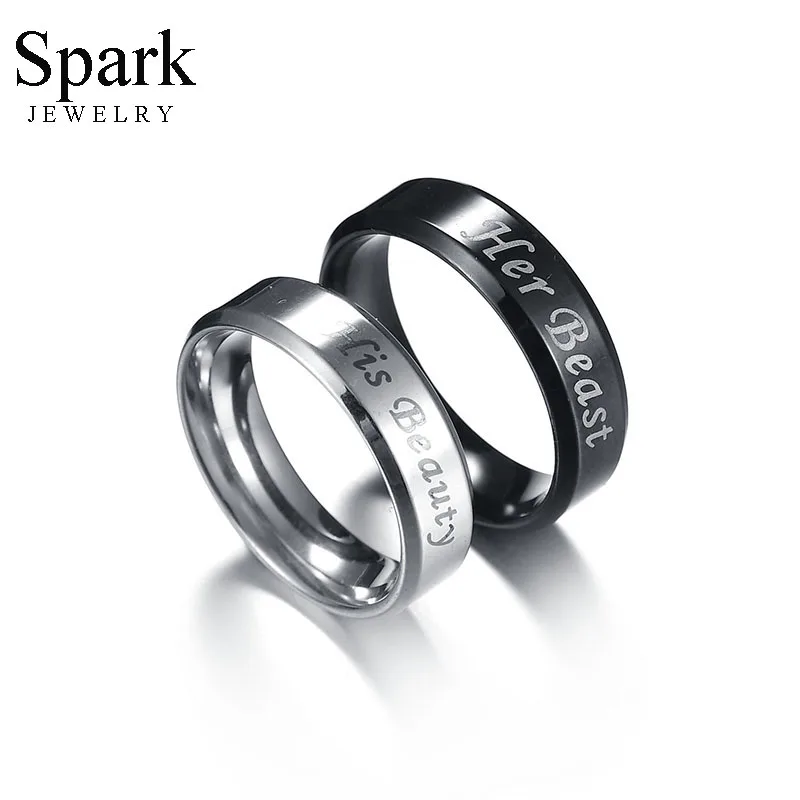 Обручальное кольцо Spark Her Beast обручальное из нержавеющей стали с гравировкой букв