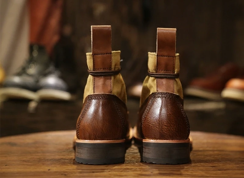 Мужские рабочие ботинки ручной работы из натуральной коровьей кожи на шнуровке в стиле ретро; парусиновые ботинки в байкерском стиле; ботинки с высоким берцем; Мужская обувь в армейском стиле
