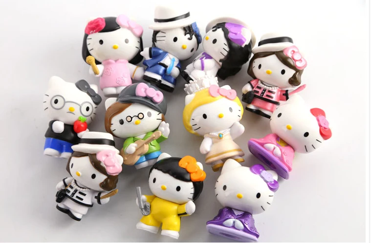

11pcs/lot 6cm pvc Japanese anime figure hello kitty classic idol ver action figure collection model toys for girls