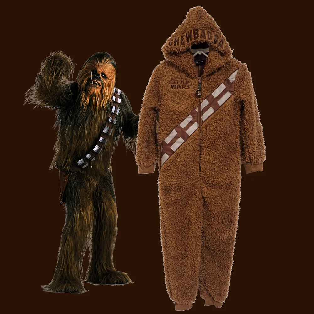 

Boys Girls Star Wars Chewbacca Cosplay Costume Warm Bathrobe Hooded Bodysuit Jumpsuit Carnival Chirismas Party Prop