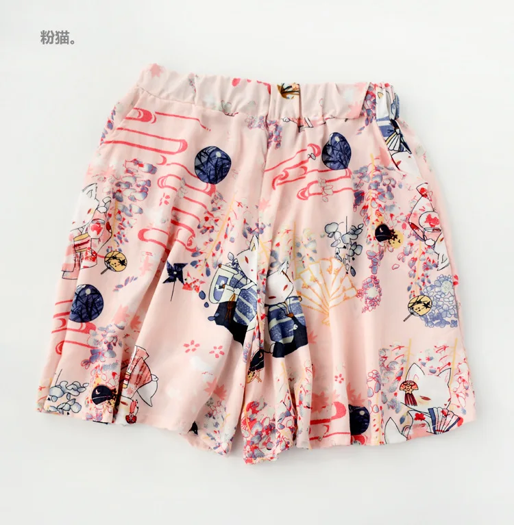 Sleep bottoms female summer shorts single layer thin viscose home loose print with animals sleepwear