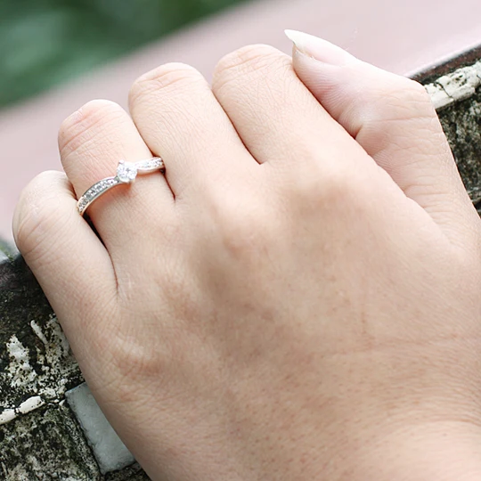 Для женщин палец стерлингового серебра 925 Обручение кольцо 4,0mm круглые CZ ювелирные изделия Anillo Mujer R142 Размеры 6, 7, 8, 9