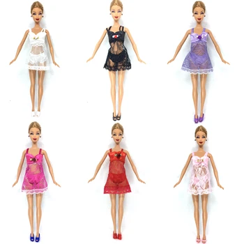 

NK 6 Set Doll Colourful Pajamas Gown Underwear Lingerie Bra Lace Dress Clothes for Barbie Dolls Christmas Kids Gift