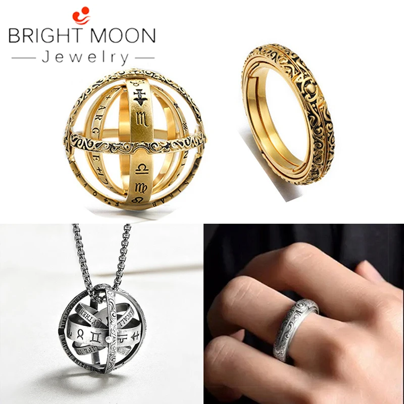 

Bright Moon Fashion Hot Sale Astronomical Sphere Ball Ring Cosmic Finger Ring Couple Lover Men Retro Jewelry Gifts