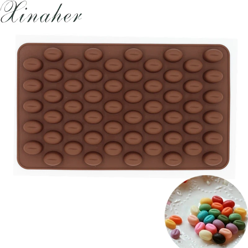 XINAHER 55 holes mini coffee beans silicone chocolate molds ice tray mold cake creative DIY baking tools | Дом и сад