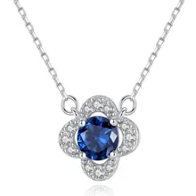 Fashion Cute Sri Lanka Blue Sapphire Flower Shape Jewelry Genuine Gem Stone Pendant Necklace 925 Sterling Silver Necklace luxurious natural sri lanka sapphire bracelet 2 ct natural blue sapphire gemstone bracelet solid 925 sterling silver bracelet
