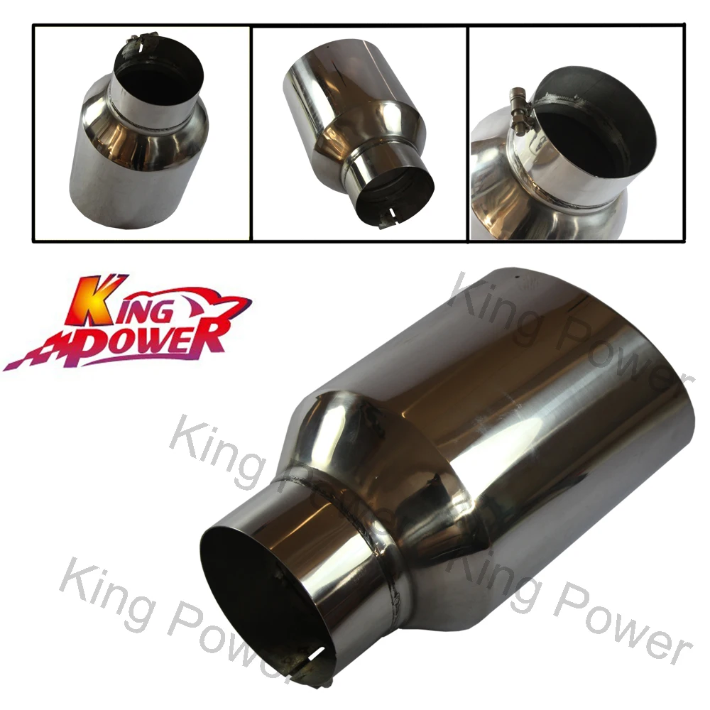 8/" Outlet 5/" Inlet Chrome Stainless Steel 15/" Long Bolt On Diesel Exhaust Tip
