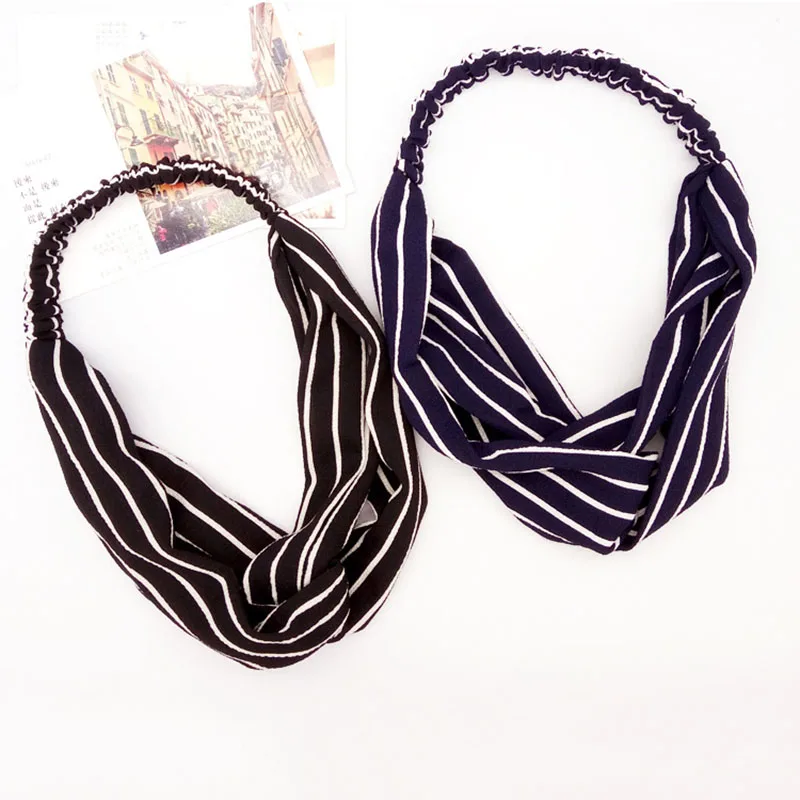 1 шт. модная полосатая повязка на голову для Для женщин волос AccessoriesTurban эластичные уха ленты для волос стрейч головы Обёрточная бумага для девочек Полосатые Шляпы
