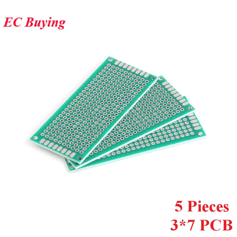 5 шт. 3x7 см Двусторонняя Прототип PCB Универсальный печатные платы DIY для Arduino 2,54 мм стекло волокно 3*7 см 30x70 мм 30*70 мм