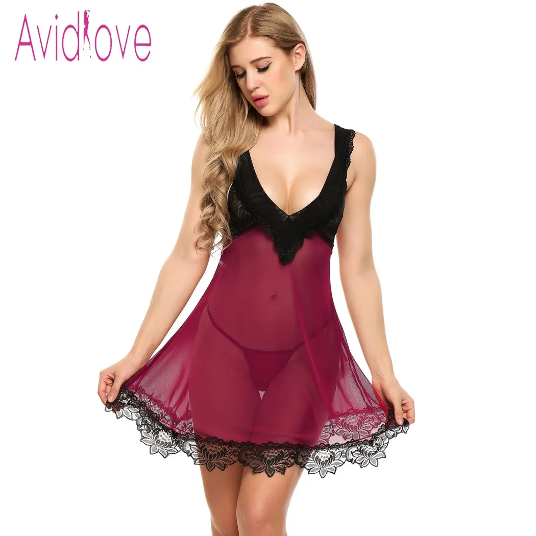 Erotic Fantasy Sex - US $8.01 35% OFF|Avidlove Sexy Erotic Hot Babydoll Dress Women Transparent  Floral Lace Night Porn Chemise Underwear Fantasy Sex Clothes Plus Size-in  ...