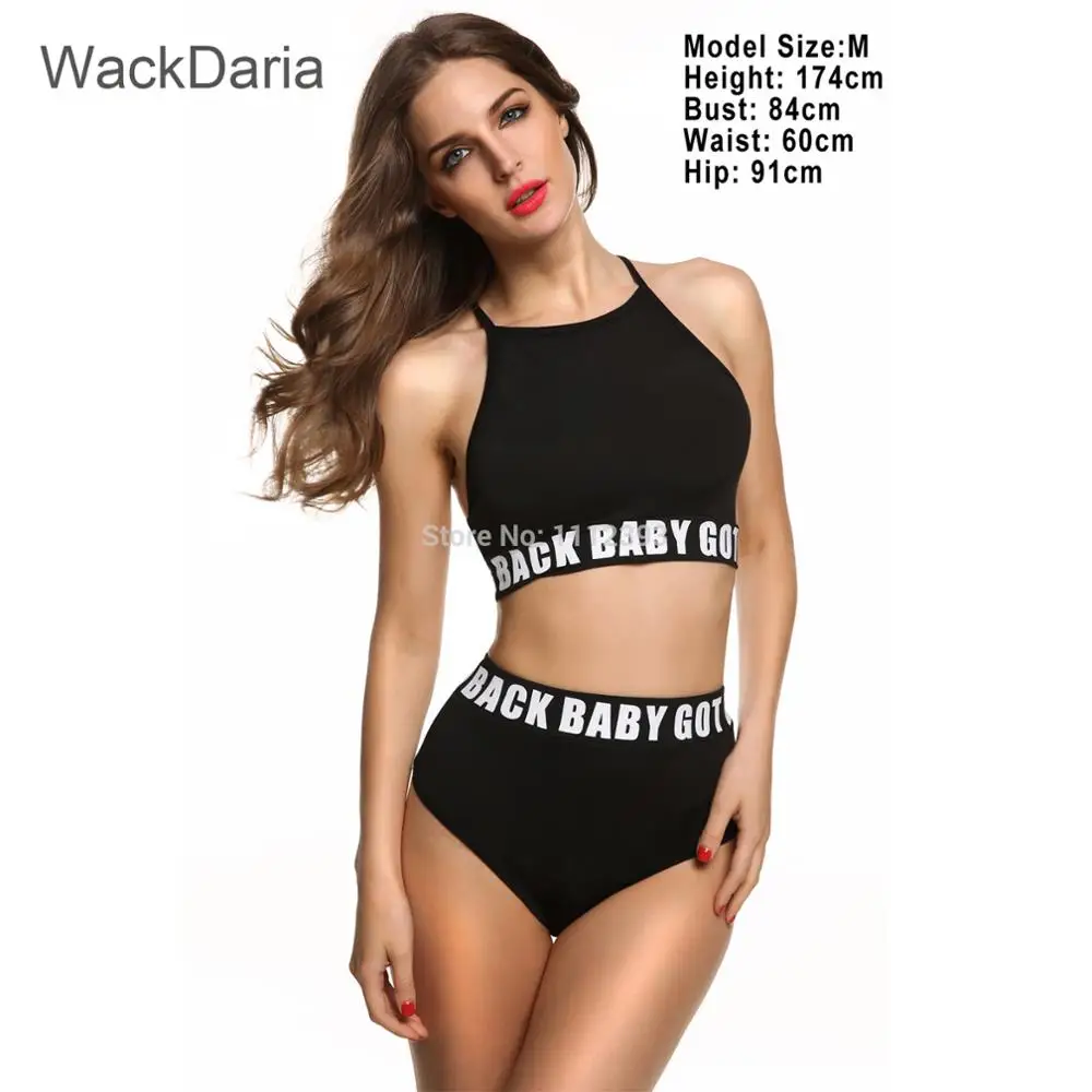 Одежда, черный с белым набор бикини с надписью: "baby got back"(детка вернулась), maillot de bain, облегающий бикини для женщин, женский купальник, монокини