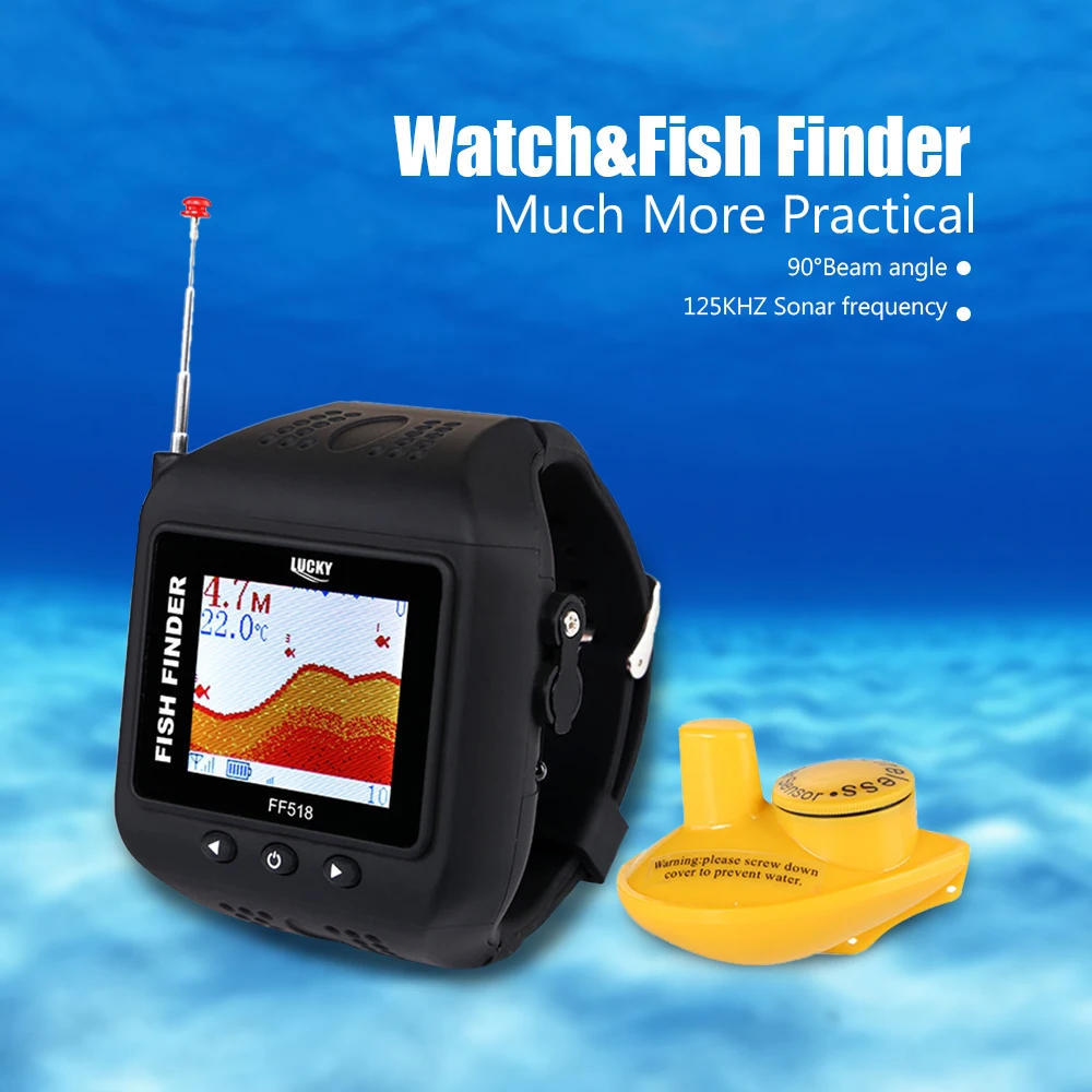 

Lucky FF518 Wireless Sonar Watch Type Fish Finder Portable Fishing Sounder 60m / 200ft Waterproof Fishfinder For Fishing