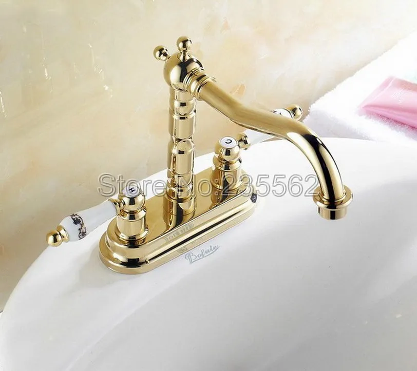  Polished Gold Color Brass Dual Ceramic Handle 4