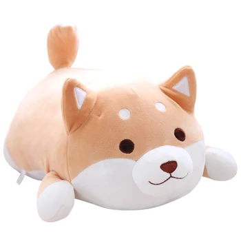 

35cm and 55cm soft lying dog stuffed animals, pink and brown chubby shiba plush toys for children's playmate