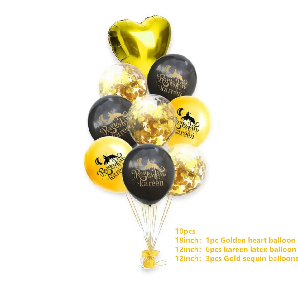 10pcs 1 комплект Eid Mubarak воздушные шары Happy Eid воздушные шары исламский новогодний декор счастливый Рамадан мусульманский фестиваль украшения Рамадан поставки - Цвет: 10pcs