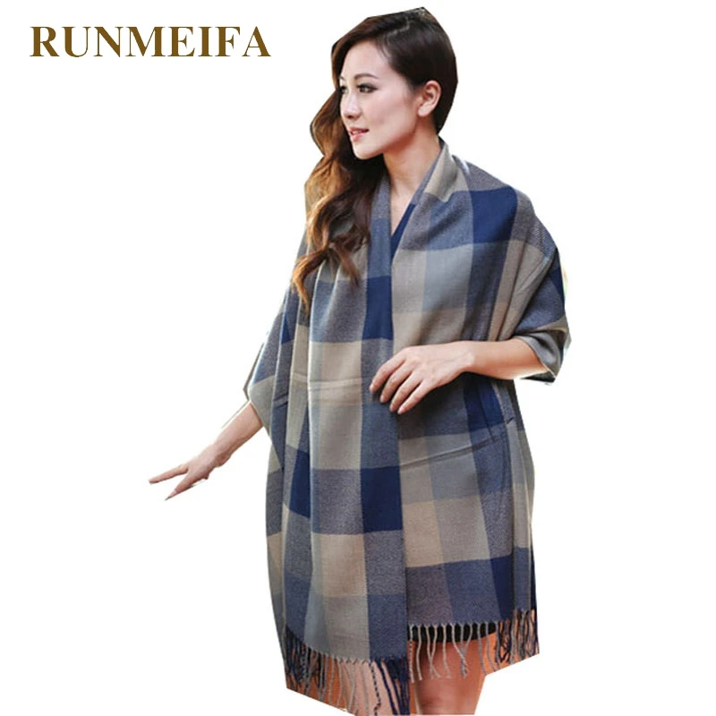 RUNMEIFA Новая мода шерсятной зимний шарф женский испанский дизайн плед Толстый