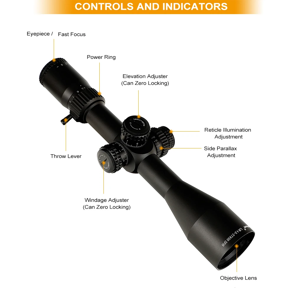 - ohhunt LR 4527X50 SFIR Riflescope Mil Dot Glass Etched Reticle Side Parallax Tactical Optical Sights Turret Reset Lock Scope