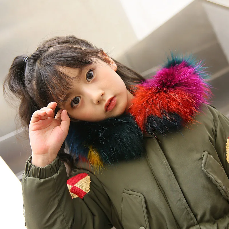 

Girls coat jacket 2018 new style fashion big children children thick white duck down solid color hooded jacket