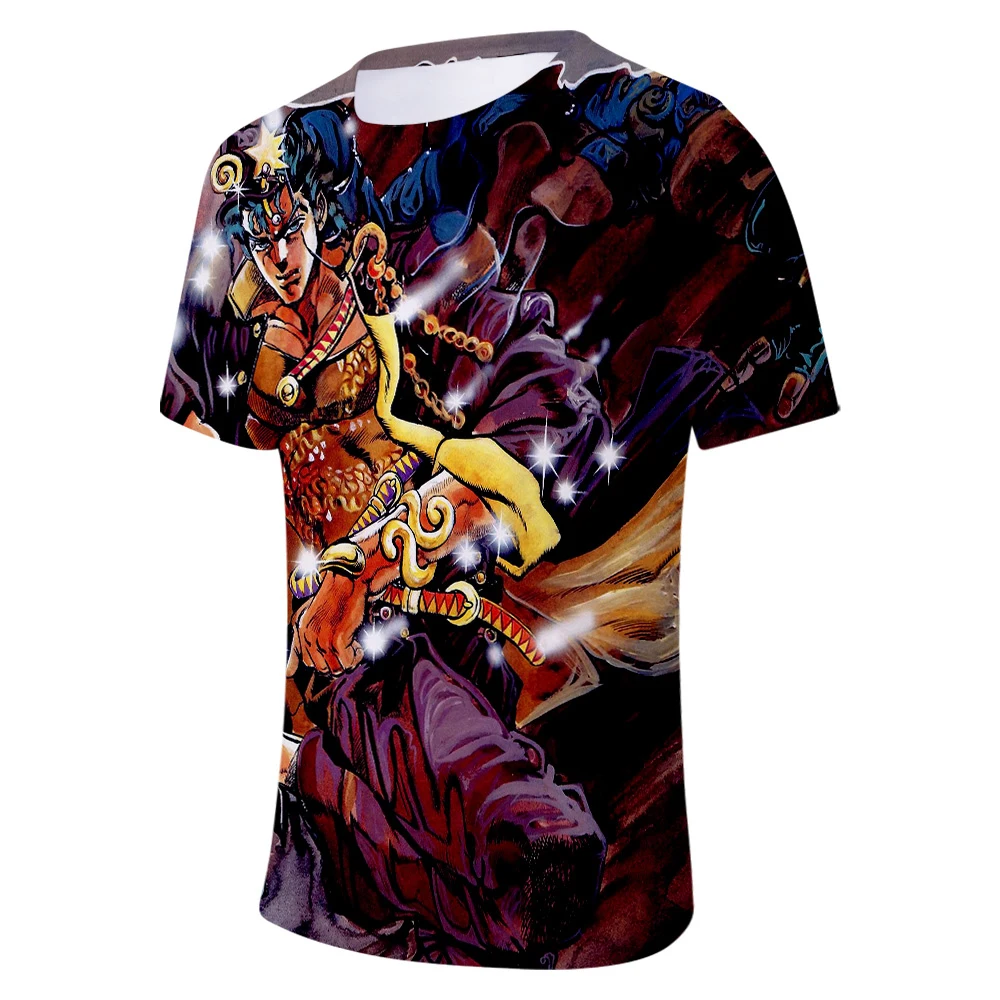 Летняя футболка в стиле Харадзюку, Необычные приключения Джоджо, японские комиксы, мужская и женская футболка, красивые 3D футболки с комиксами Джоджо для мальчиков