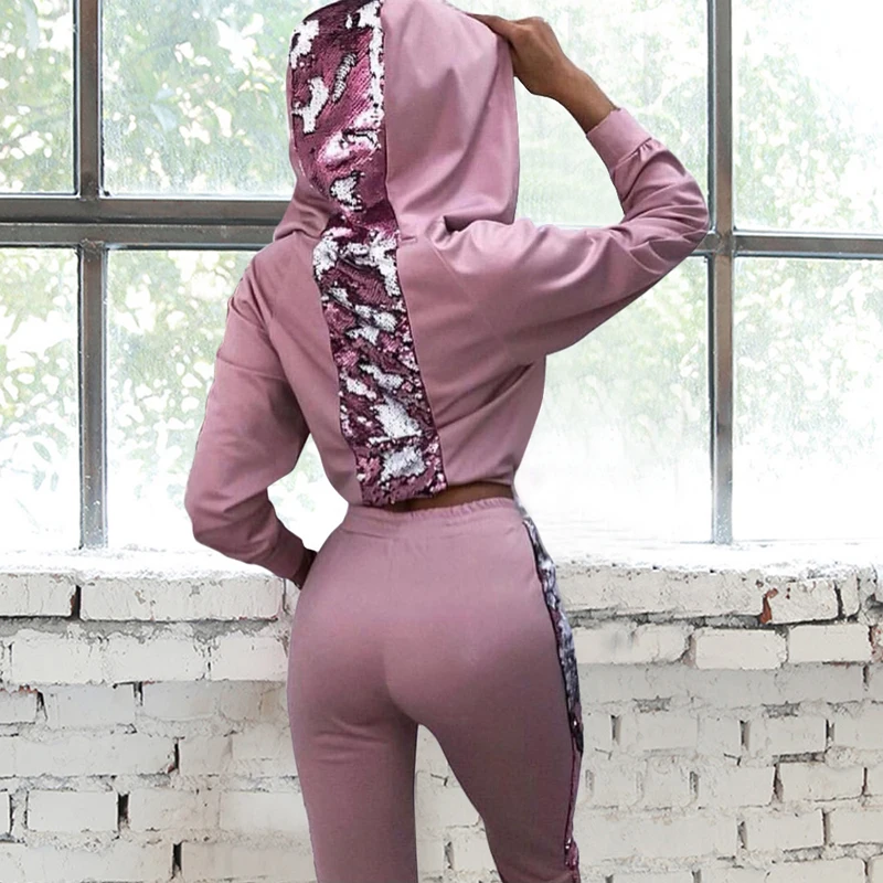 Sfit/весенне-осенние женские модные комплекты из двух предметов толстовка с капюшоном на молнии и ремешком сбоку спортивный костюм из двух предметов, спортивный костюм