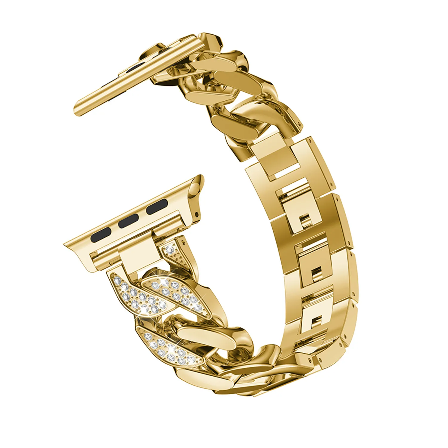 Для женщин женские часы-браслет для наручных часов Apple Watch, версии 5 4 3 2 1 алмазное ковбойская цепь на ремешке металлические звеньевые 38/42/40/44 мм длина браслета - Цвет ремешка: Золотой