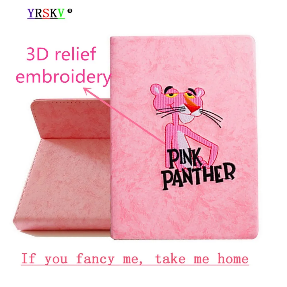 

Case for iPad 9.7 inch 2017/2018 release 6th Air 1/2 ZAIWJ Smart Sleep/Wake Flip Stand Case 3D Embroidered Pink Panther shell