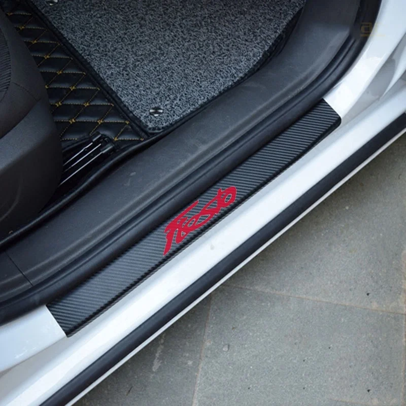 Для Ford Fiesta Накладка на порог автомобиля аксессуары из углеродного волокна наклейка на порог Накладка на порог виниловая наклейка из углеродного волокна - Название цвета: red